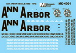 Microscale MC-4301  Декаль для тепловозов Ann Arbor (1963-1976)   H0